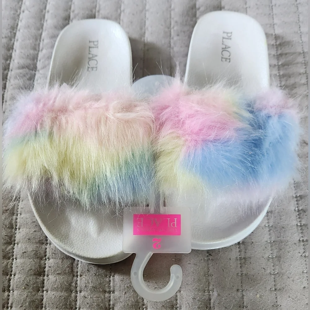 The Children's Place Girl's Faux Fur Sildes